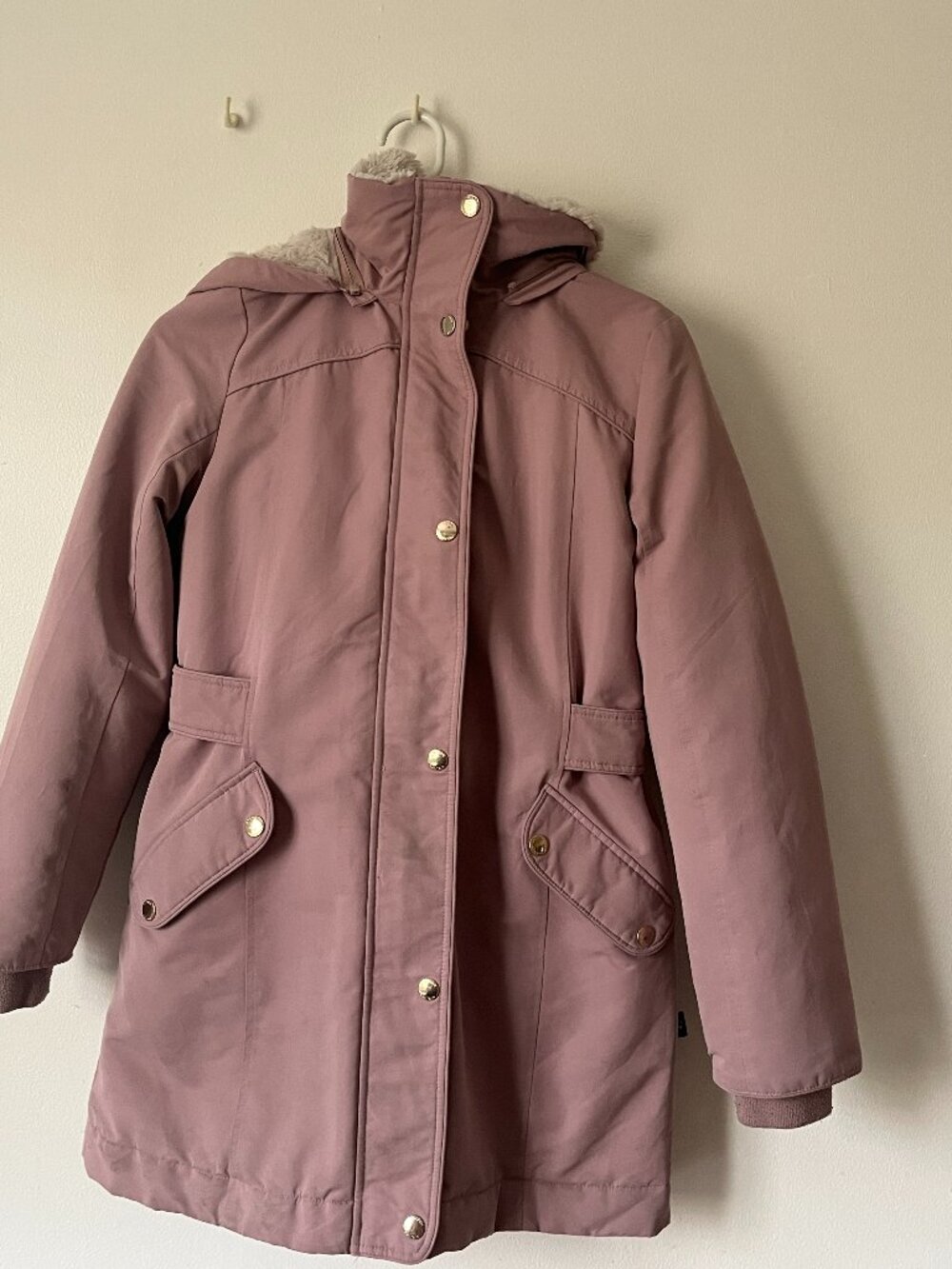 Mauve Dusty Pink Parka-Style Winter Coat for women storm mountain size large.